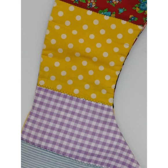 Vintage Handmade Patchwork Christmas Stocking Big Holiday Country Decoration (cb - Picture 5 of 8